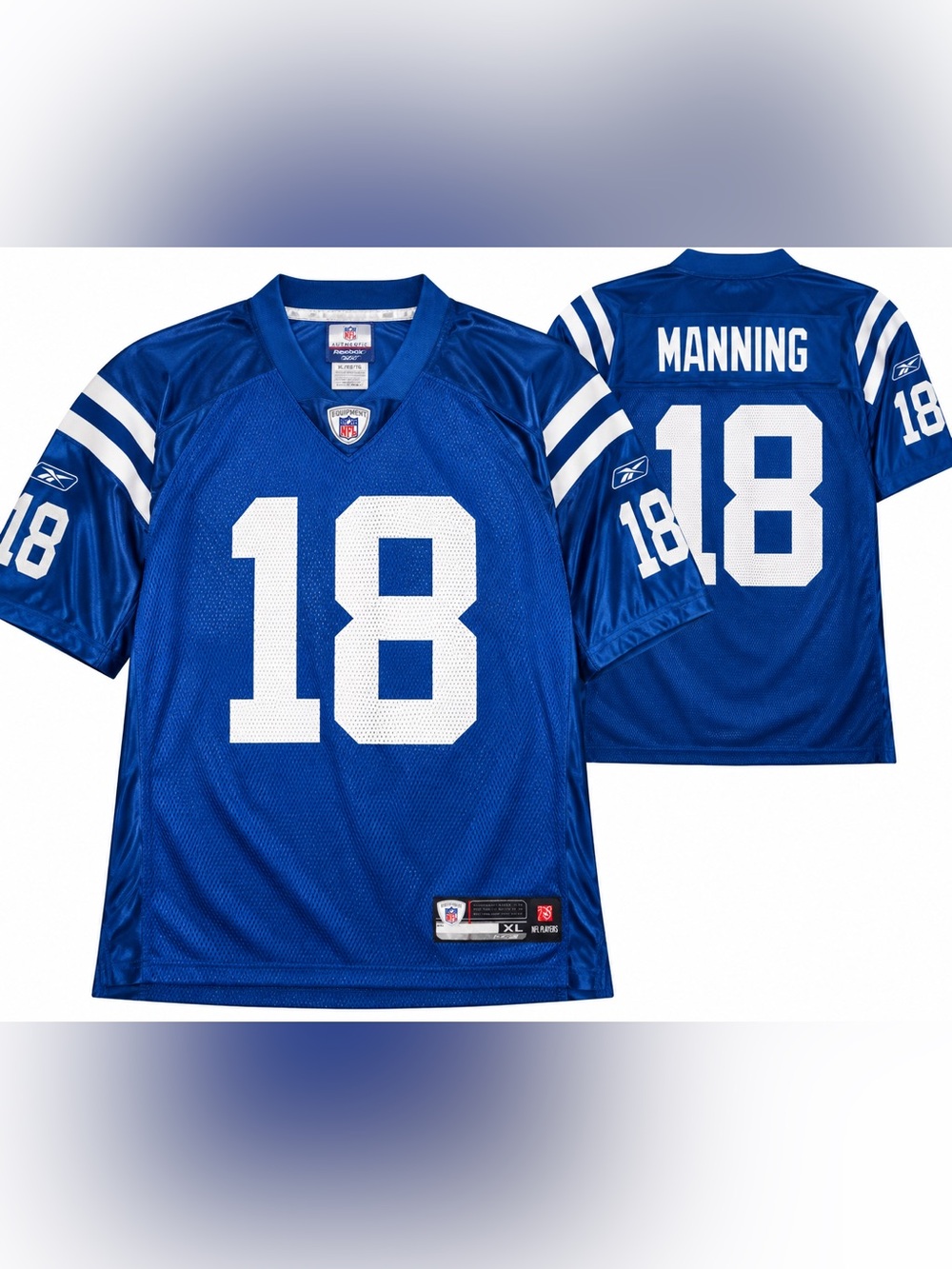 Peyton Manning Colts #18 Reebok NFL Equipment Jersey Mens XL Blue